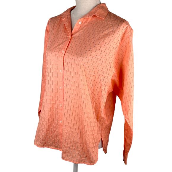 LOFT Button Down Shirt Peach Textured Small New - Picture 3 of 10